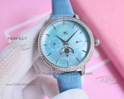 AAA replica TW factory Vacheron Constantin ice blue pearl shell dial diamond case watch 